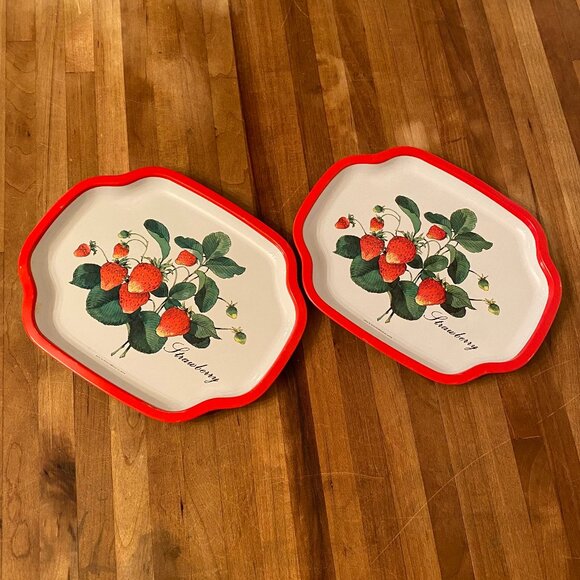 Other - Strawberry Tin Trays Set of 2